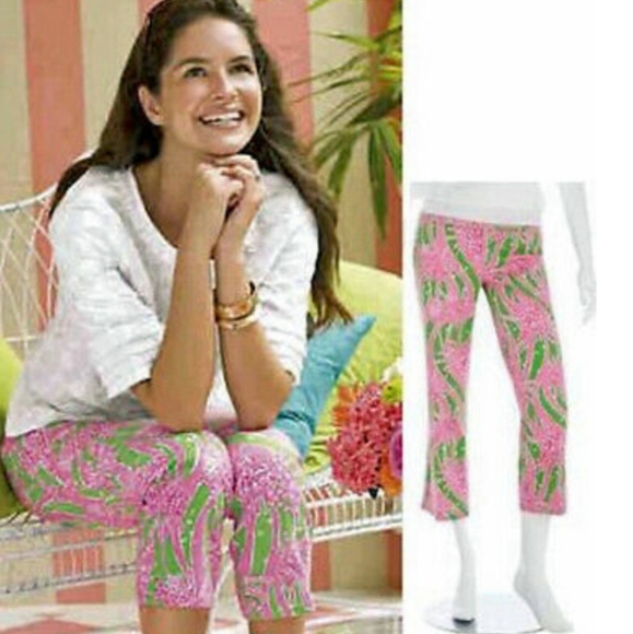 Pantalon capri lion crop top fille vintage Lily Pulitzer taille 14 neuf